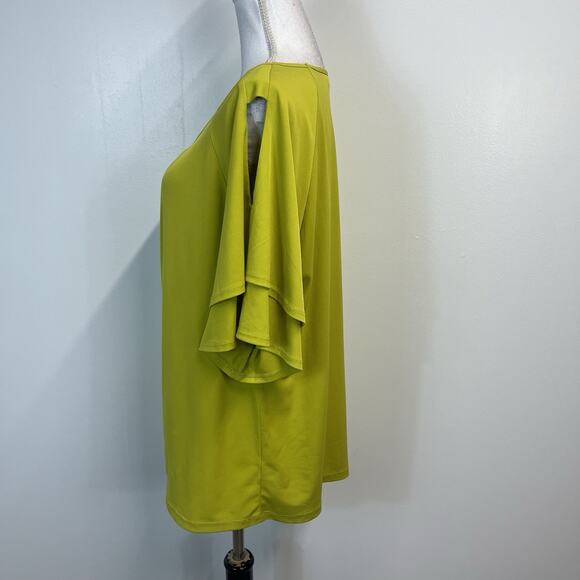 Susan Graver Stretch Slinky Top Blouse Size XL Lime Green Career Casual Wear - Picture 5 of 7
